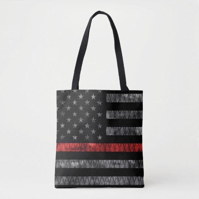 Firefighter Thin Red Line Flagga Tygkasse (Framsida)