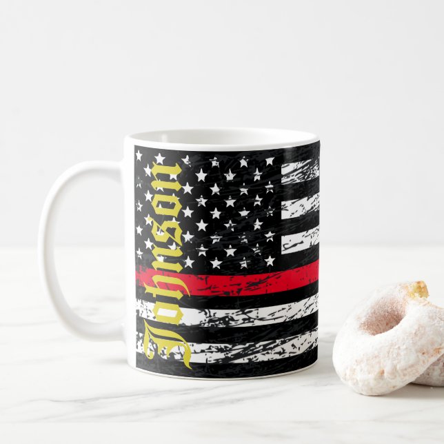 Firefighter Thin Red Line Kaffemugg (Med munk)