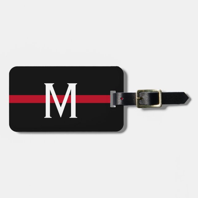 Firefighter Thin Red Line Monogram Bagagebricka (Horisontell Framsida)