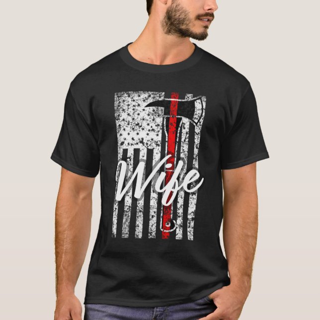 Firefighter Thin Red Line T Shirt (Framsida)