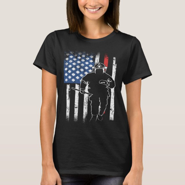 Firefighter Thin Redline Retired Firefighter  Idea T Shirt (Framsida)
