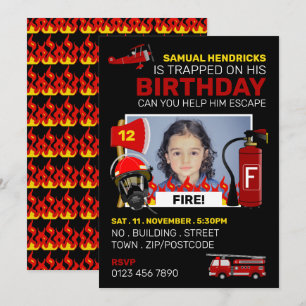 Firefighter Thned Escape Room, Födelsedagsfest Inbjudningar