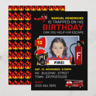 Firefighter Thned Escape Room, Födelsedagsfest Inbjudningar