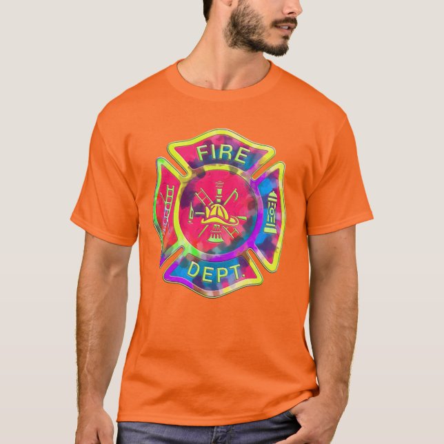Firefighter Tie Dye T-shirt (Framsida)