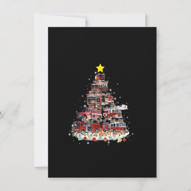Firefighter Truck Christmas Tree Funny Xmas Pajama Inbjudningar (Framsida)