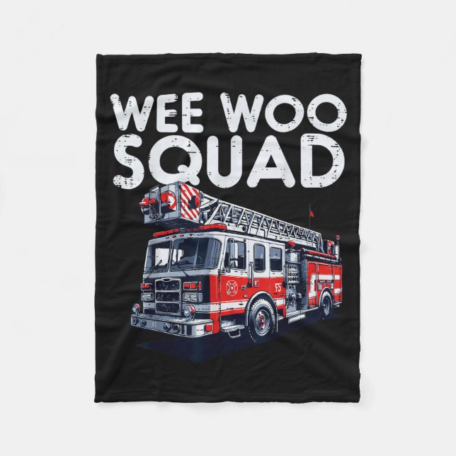 Firefighter Truck Wee Woo Squad Fireman Men Boys K Fleecefilt (Framsidan)