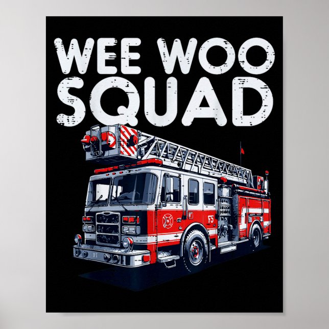 Firefighter Truck Wee Woo Squad Fireman Men Boys K Poster (Framsidan)