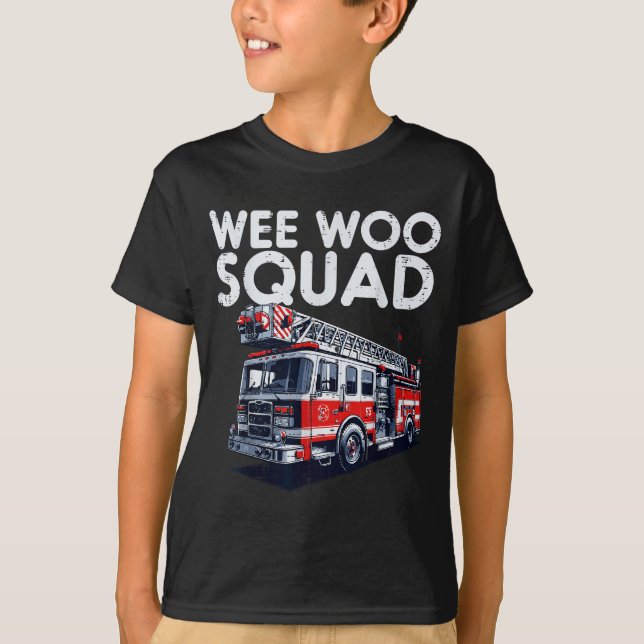 Firefighter Truck Wee Woo Squad Fireman Men Boys K T Shirt (Framsida)