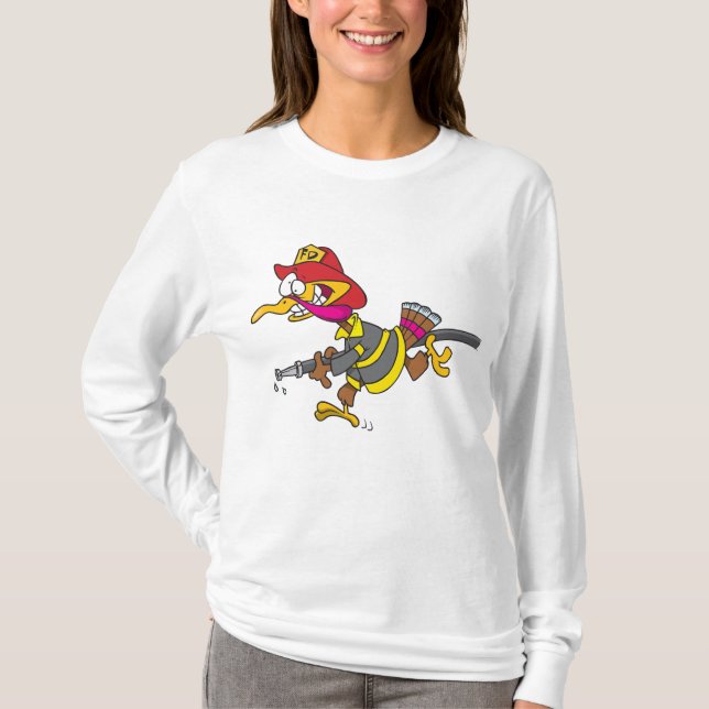 Firefighter Turkey with Hose T Shirt (Framsida)