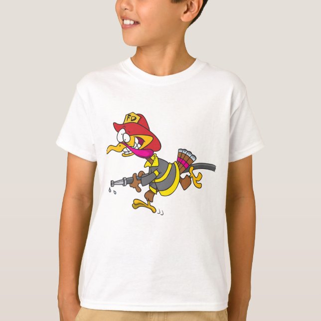 Firefighter Turkey with Hose T Shirt (Framsida)