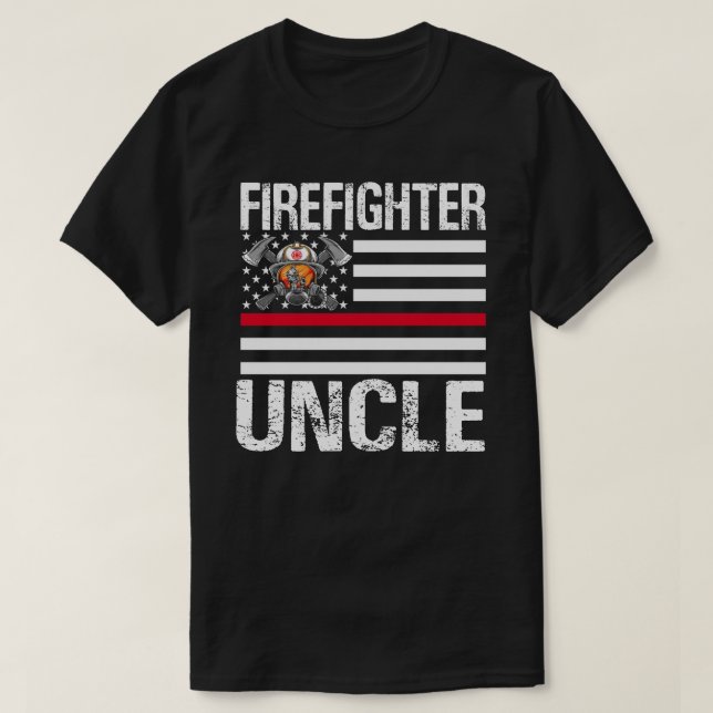 Firefighter UNCLE stöder Thin Red Line US Fla T Shirt (Design framsida)