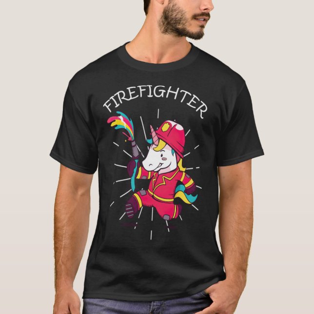 Firefighter Unicorn söt coola T Shirt (Framsida)