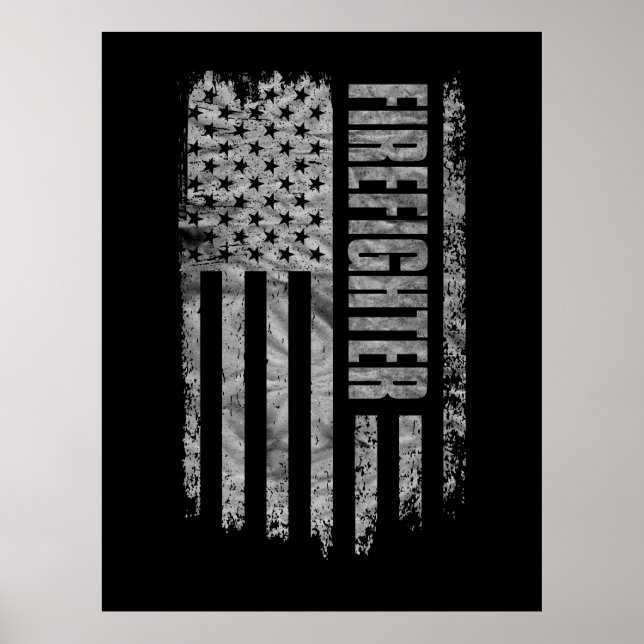 Firefighter USA Flag Distressed design Poster (Framsidan)