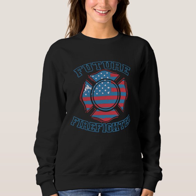 Firefighter USA Flag Future Firefighter T Shirt (Framsida)