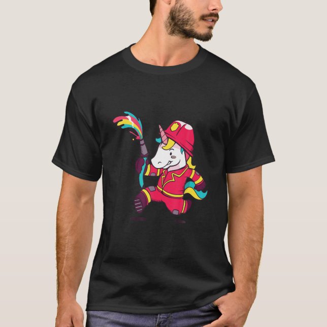 Firefighter Volunr Firefighters Unicorn Firefighte T Shirt (Framsida)