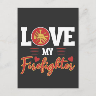 Firefighter Wife Fireman Girlkompis Valentines day Vykort