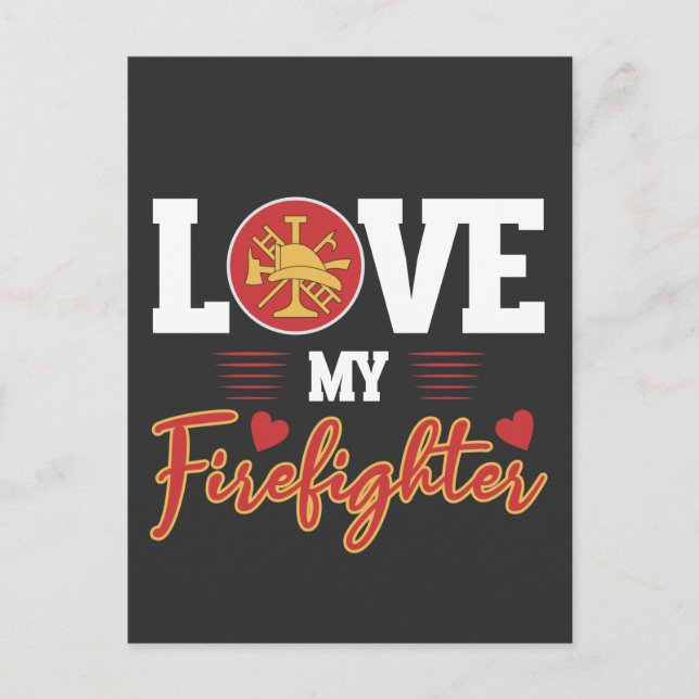 Firefighter Wife Fireman Girlkompis Valentines day Vykort (Framsida)