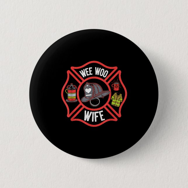 Firefighter Wife Uniform Fireman Fire Department  Knapp (Framsida)