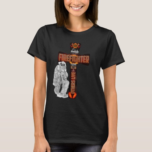 Firefighters Kor & Prayer for Fireman and Firewo T Shirt (Framsida)