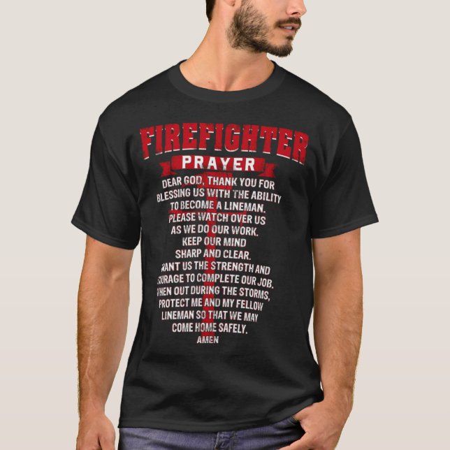 Firefighters Prayer Christian Fires Pappa Make T Shirt (Framsida)