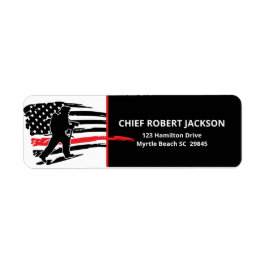 Firefighters Red Black American Flagga Return Returadress Etikett
