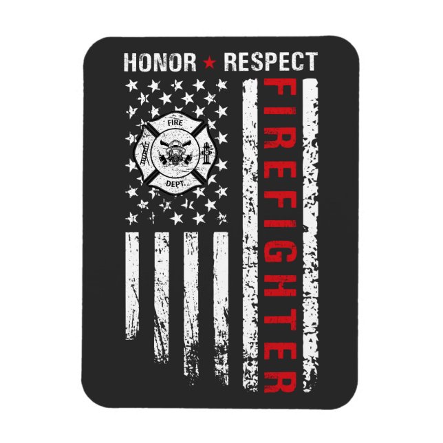 Firefighters Red Line Us Flagga Magnet (Vertikal)