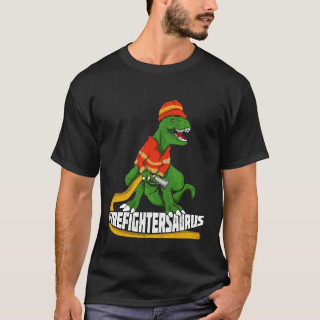 Firefightersaurus för en brandman t shirt (Framsida)