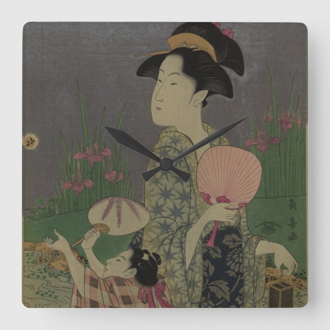 Fireflies 1793 (färgträsnittet) fyrkantig klocka (Framsida)