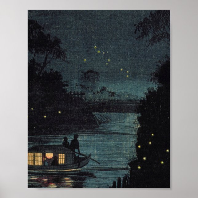 Fireflies at Ochanomizu by Kobayashi Kiyochika Poster (Framsidan)