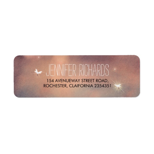 Fireflies Bröllop Rustic Returadress Etikett (Framsidan)