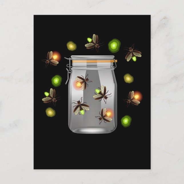 Fireflies Camping Insekter Vykort (Framsida)