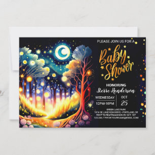 Fireflies Dance Enchanted Forest Baby Shower Inbjudningar