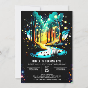 Fireflies Dance Enchanted Forest Birthday Inbjudningar