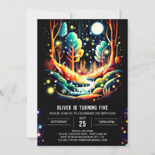Fireflies Glow Enchanted Forest Birthday Inbjudningar