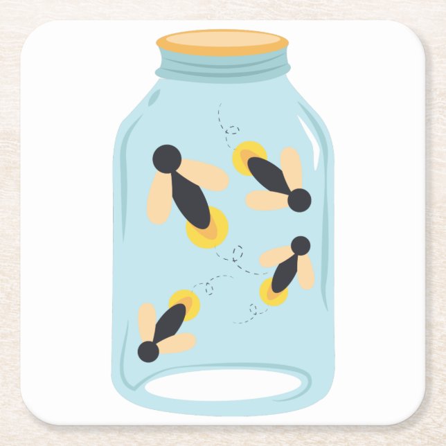 Fireflies i burk underlägg papper kvadrat (Framsidan)