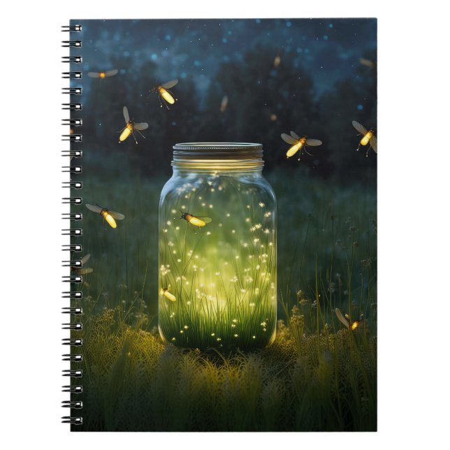 Fireflies i Glass Burk Anteckningsbok (Framsidan)