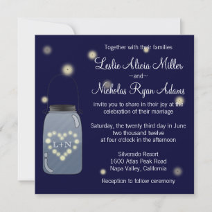Fireflies i Mason Burk Heart Wedding bjudande Inbjudningar