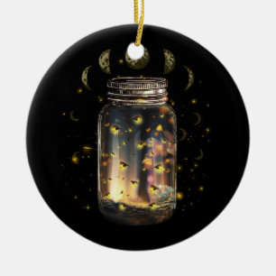 Fireflies Kryp in Burk Firefly Lightning Insekter Julgransprydnad Keramik