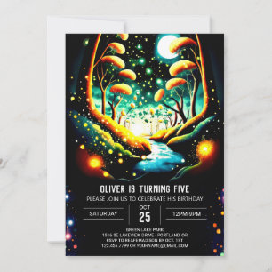 Fireflies Magic Woodland Journey Birthday Inbjudningar