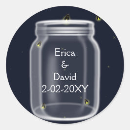 Fireflies Mason burk bröllop sälar Runt Klistermärke