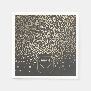 Fireflies Mason Burk Guld och Chalkboard Rustic Pappersservett