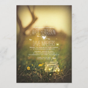 Fireflies Mason Burk Rustic Garden Wedding Inbjuda Inbjudningar