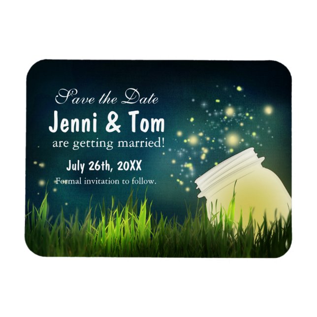 Fireflies + Mason Burk Rustic Night Date Magnet (Horisontell)