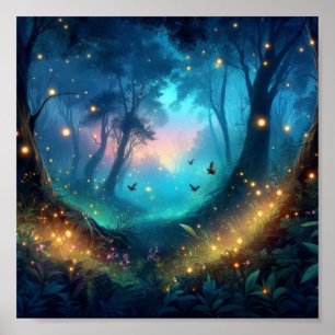 Fireflies och Magic Forest Poster