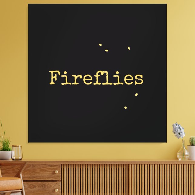 FIREFLIES Roligt Retro Text Sommniga Himlar Glints Canvastryck (Insitu (Vardagsrum))
