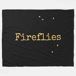Fireflies Text från Sweet Modern Black Summer Natt Fleecefilt