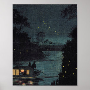 Fireflies vid Ochanomizu av Kobayashi Kiyochika Poster