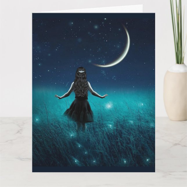 FIREFLIS OCH GIRL BLANK GREETING CARD TACK KORT (Framsida)