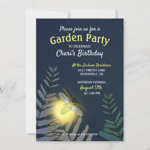 Firefly Birthday Garden Party Inbjudningar