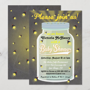 Firefly Chalkboard Mason Burk Baby Shower Inbjudan